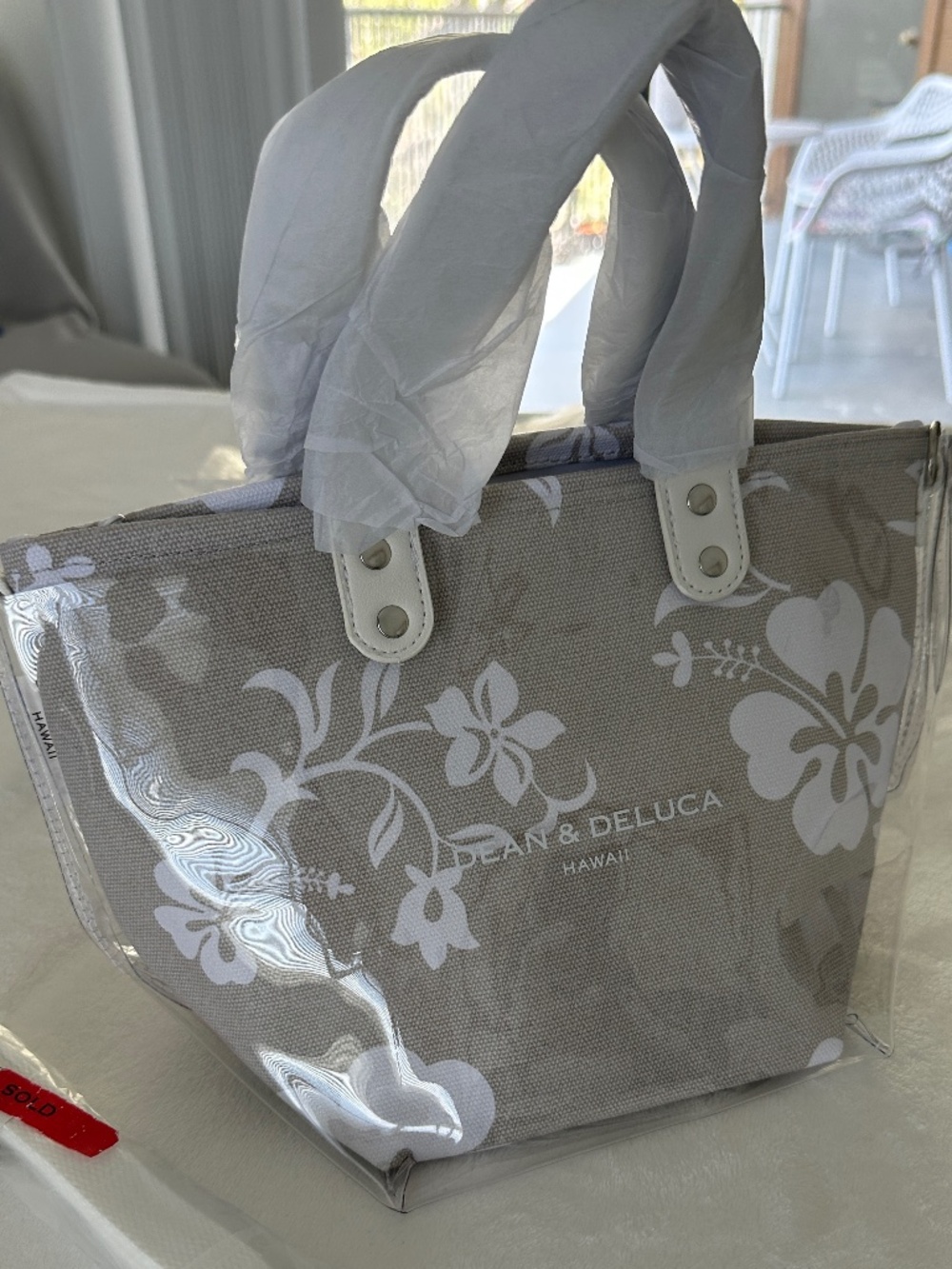 DEAN & DELUCA HAWAII HIBISCUS 3 WAY TOTE BAG with strap
